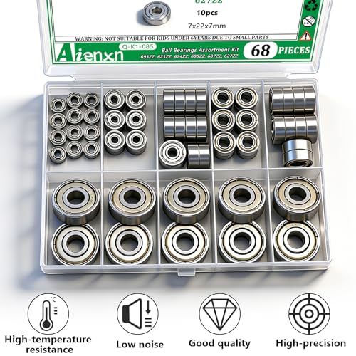 68PCS Ball Bearing Kit, 6 Sizes- 693ZZ,623ZZ,624ZZ,685ZZ,687ZZ,627ZZ