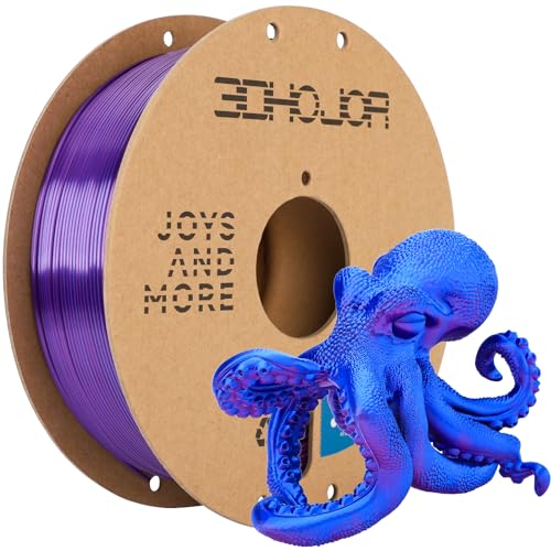 Silk PLA Filament 1.75mm Blue Purple Dual Color PLA 3D Printer Filament 2 in 1 Coextrusion 1KG Spool(2.2lbs) 3D Printing Filament Dimensional Accuracy +/- 0.03mm Fits for Most FDM 3D Printers - color: Blue Purple