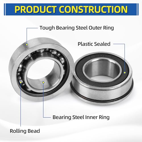 GICOOL 3/4" Sealed Flanged Steel Bearing, 19mm ID x 35mm OD x 13mm W, 4 PK - size: ID 3/4" x OD 1-3/8"