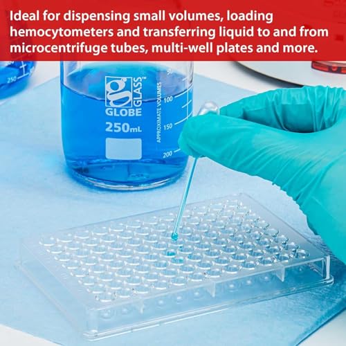 Globe Scientific Transfer Pipet, 136020-500, 4.0mL Capacity, Narrow Stem, Non-Sterile, Short, 85mm Length, Bulb Draw - 3mL, 500/Box