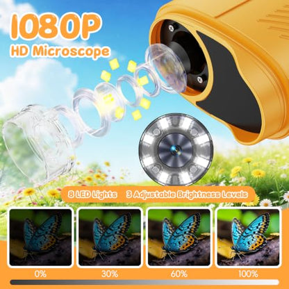 SEEKID Kids Microscope,1000X Handheld Digital Microscope (Yellow) - color: Yellow