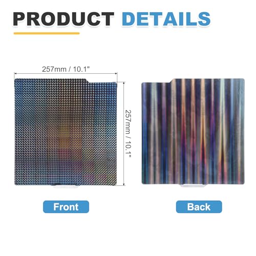 MECCANIXITY H1H Build Plate 257x257mm, H1H Colorful and H1H Beam Sheet Spring Steel Build Plate for Bambu Lab P1P/P1S /X1/X1C/A1 3D Printer - size: 257x257mm, style: H1H Colorful and H1H Beam