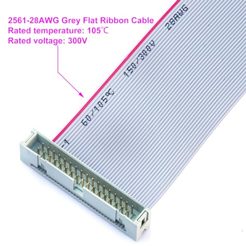 2.54mm Flat Ribbon IDC Cable Male to Female, Flat Ribbon Cable Connector 26P FC 26-Pin 30cm Length 2Pcs (TC-30cm-MF26P-2) - color: Male to Female, size: 26P