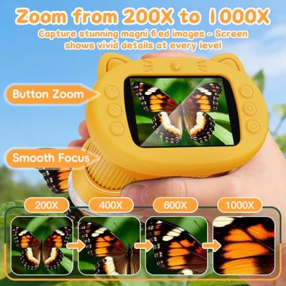 SEEKID Kids Microscope,1000X Handheld Digital Microscope (Yellow) - color: Yellow