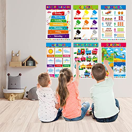 Gethelud 17 Packs Educational Poster, PET Film Covered Preschool Learning Tools for Nursery Kindergarten Toddlers - color: 17 Educational Posters A