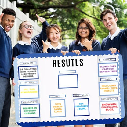 Sinload 92 Pcs Science Fair Board Supplies 60 Trim Scalloped Poster Boards 18 Presentation Subtitles 6 Project Titles 8 Letter Sticker for Classroom Display Boards(Blue Tone,Wave) - color: Blue Tone, style: Wave