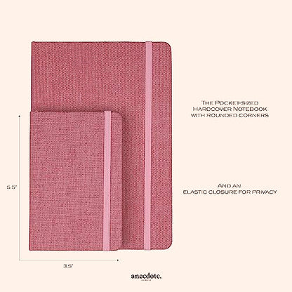Anecdote Journal Notebook (5.5"x3.5" Pocket Size) 192 Lined Pages Hardcover - color: Blossom Pink, size: 2-Pack (5.5" x 3.5")