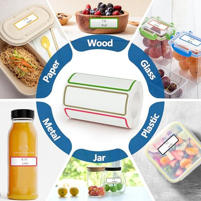 500 Pcs 1×3 Inch Removable Freezer Labels, Waterproof, Oil & Tear Resistant, No Residue Writable Stickers for Food Containers, Jars, Pantry and Meal Prep (Bright-Blank)
