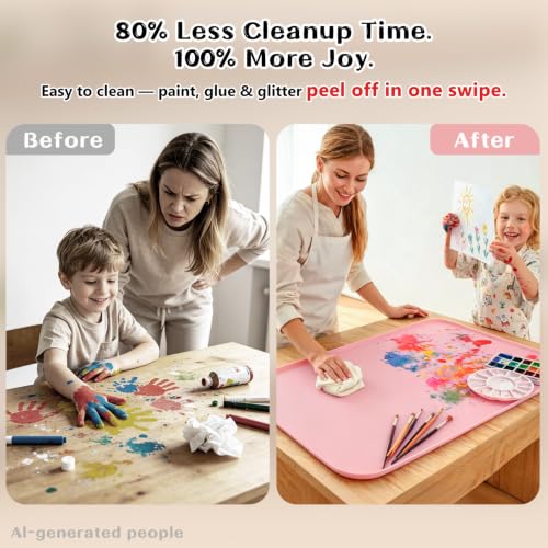 Silicone Mat with Edge for Bead Board: 28" x 20" Craft Mat with Raised Side - color: Pink, size: 28"L x 20"W