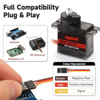MG90S 9g Micro Servo Motor Metal Gear 2.0kg·cm for RC Plane 12Pcs