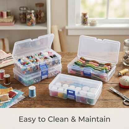 5Pcs Blue Large Plastic Organizer Boxes, Stackable Craft Storage Cases - color: 5pcs- Clear Blue Extra Thick