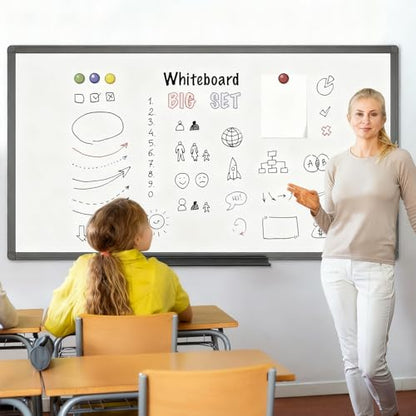 VIZ-PRO Magnetic Dry Erase Board, 96 x 48 Inches, Black Aluminium Frame - size: 96 x 48 inches