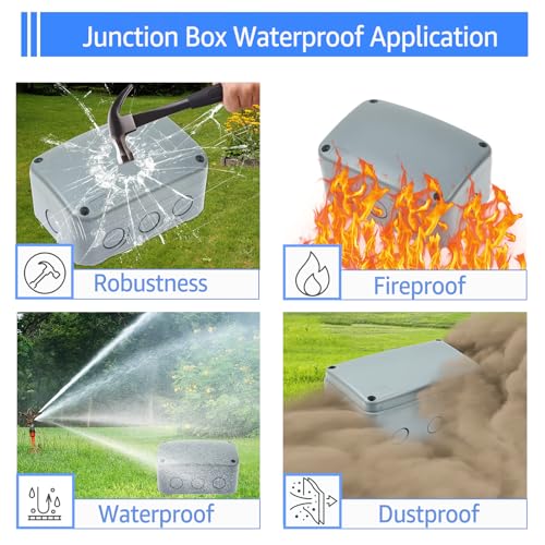 Outdoor Junction Box IP66 Waterproof, Weatherproof Electrical Box 4.9x3.3 - color: Gray, size: 4.87x3.25x2.25"