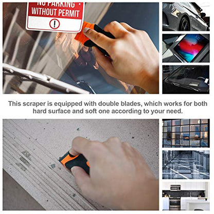 Razor Blade Scraper, 2 Pack Double Edge Razor Scraper Remover Tool - color: Orange