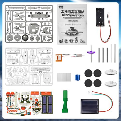 Nilez 6-in-1 STEM Robot Kit for Kids Ages 10 and up, Solar and Battery Powered Engineering Toy, DIY Robotics Science Experiment Set, Building Toys, Educational Birthday Gift for Boys Girls - color: White
