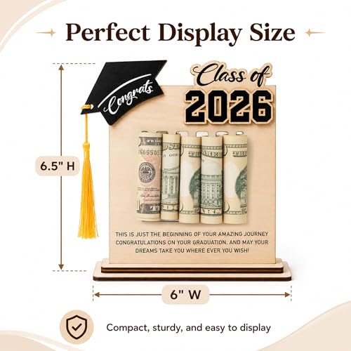 KATINAT Class of 2026 Graduation Money Holder 2026, Wooden Graduation Money Cash, Unique Graduate Gifts for Him Her Daughter Son Seniors, Graduation Gifts - color: Class Of 2026