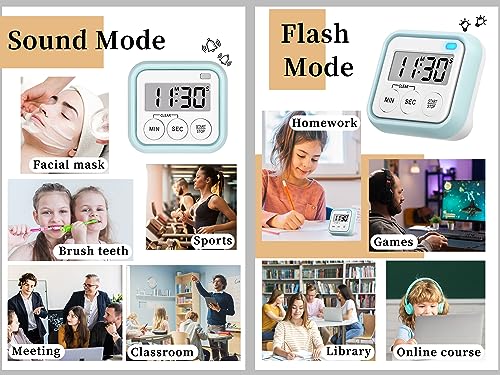Timer, Kitchen Timers for Cooking Classroom Timer for Kids Teachers Digital Magnetic Timers 2 Pack, Blue - color: Blue