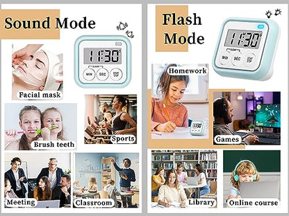 Timer, Kitchen Timers for Cooking Classroom Timer for Kids Teachers Digital Magnetic Timers 2 Pack, Blue - color: Blue