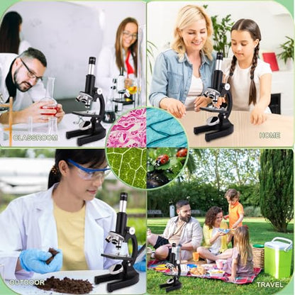 Microscope 40X-2500X Magnification with 4.3-inch Display, Wide-Angle 10X and 25X eyepieces, and Built-in 5-megapixel Camera for School Labs, Animal Husbandry (Black) - color: black