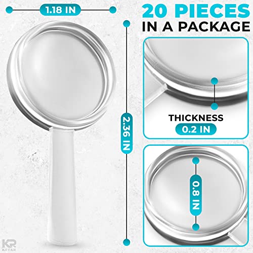 20 Pcs Mini Magnifying Glass Bulk, 2.36 x 1.18 Inch, Clear Vision