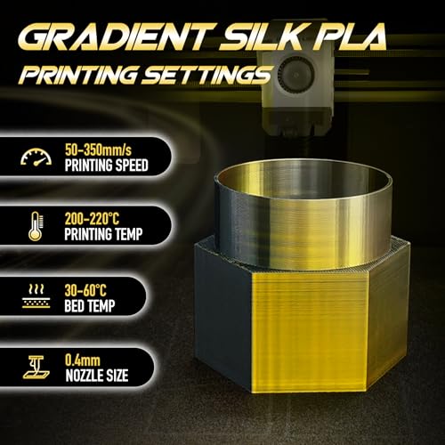 YXPOLYER Silk PLA Filament Dual Color 3D Printer Filament 1.75mm 1kg - color: Black&gold