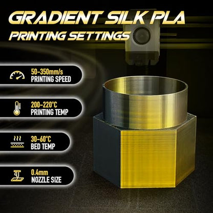 YXPOLYER Silk PLA Filament Dual Color 3D Printer Filament 1.75mm 1kg - color: Black&gold