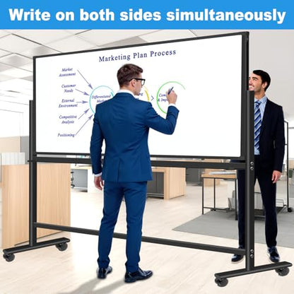 Large Rolling Whiteboard on Wheels, 72x40 Inches Dry Erase Board with Stand - color: Black, size: 72"W x 40"H