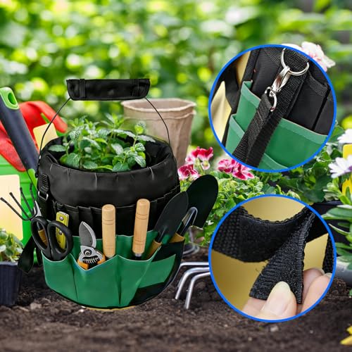 Bucket Tool Bag Organizer with 42 Pockets Multi-functional Garden Tool Bag Organizer 5 Gallon Bucket Tools Kit for Women Men (Tools are not included)
