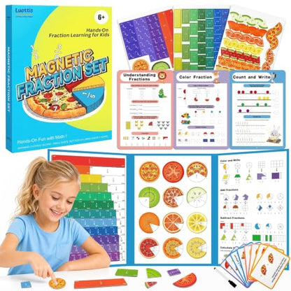 Larger 11.5" Magnetic Fraction Playbook - Montessori Math Manipulatives