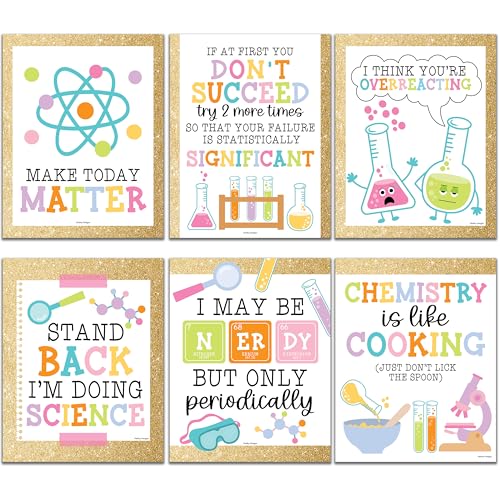 6 Science Posters for Classroom Decor Motivational Wall Art Biology Posters - color: Varsity Letter