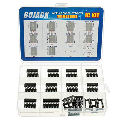 BOJACK 10 Values 30 Pcs Series Low Power Schottky Logic IC，Including:SN74LS00N SN74LS02N SN74LS04N SN74LS08N SN74LS32N SN74LS47N SN74LS86N SN74LS90N SN74LS138N SN74LS245N IC chip kit