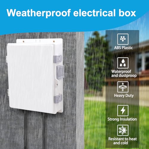 Electrical Junction Box, Outdoor Water Resistant Nema Enclosure, Ventilated ABS Plastic WiFi Project Box with Internal Mounting Panel & Hinged Cover 13" L x 9" H x 3.7" W - size: 13"L x 9"H x 3.7"W