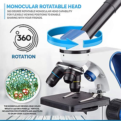AmScope M162C-2L-WM-SP14 Deluxe Microscope Set - 1000X Dual Light, Glass