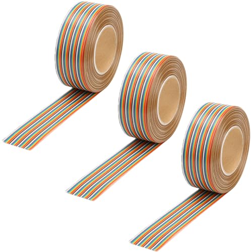 3pcs 40P Multicolored Dupont Jumper Ribbon 1M/3.3Ft Cables for Arduino Breadboard Projects - color: 40P 1M