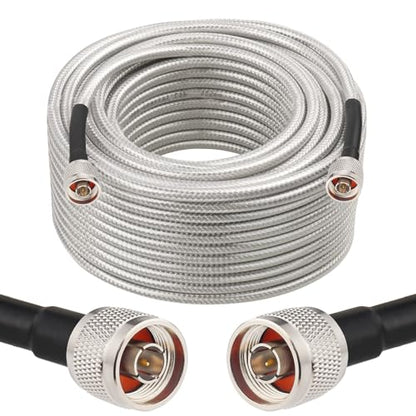 MOOKEERF RG8X N Male to N Male Cable 100FT,Ultra Low Loss N Cable 50 ohm RG8X Stranded Core for WiFi Router,Amplifier,Antenna,Signal Booster Use - size: 100FT
