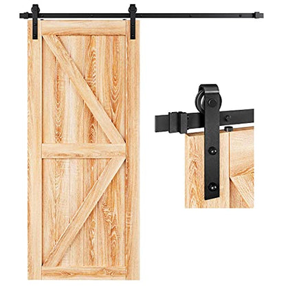 EaseLife 6 FT Heavy Duty Sliding Barn Door Hardware Track Kit,Basic J Pulley,Slide Smoothly Quietly,Easy Install (6FT Track Kit for 30"~36" Wide Single Door) - size: 6 Feet