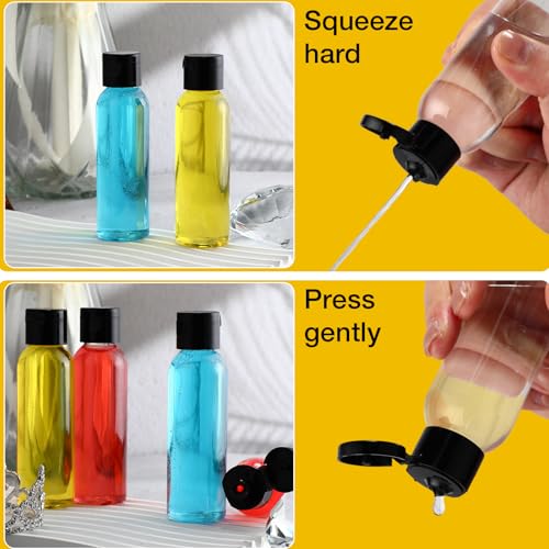 Zhehao 200 Pcs 2 oz Clear Plastic Empty Bottles with Lids(Black Cap) - color: Black Cap,Clear