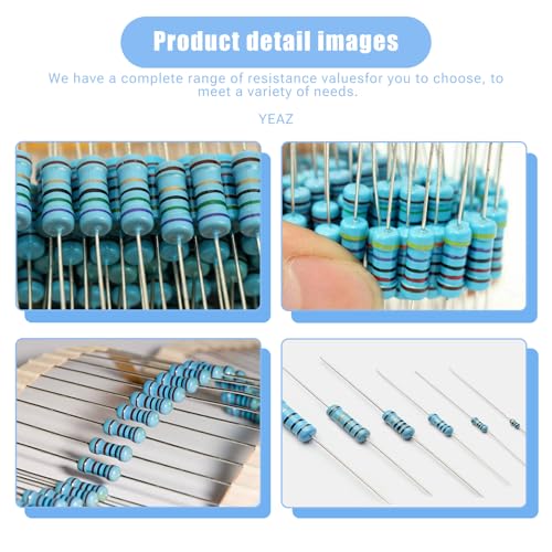 YEAZ 1220pcs Resistors Assortment Kit, 1W Metal Fixed Film Resistors