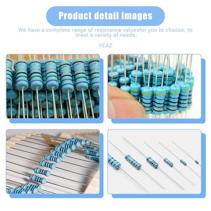YEAZ 1220pcs Resistors Assortment Kit, 1W Metal Fixed Film Resistors