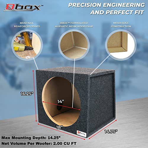 Bbox Single Sealed 15 Inch Subwoofer Enclosure - Car Subwoofer Boxes & Enclosures - Premium Subwoofer Box Improves Audio Quality, Sound & Bass - Red & Black Spring Terminals - Charcoal - size: 15 inch, style: SEALED
