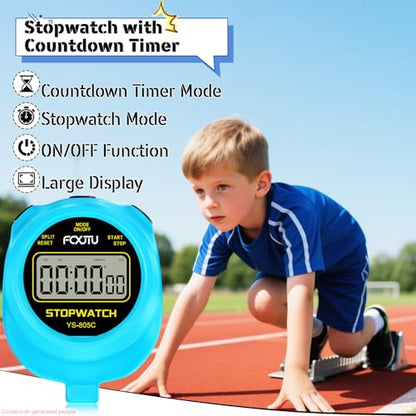 Simple Stopwatch Timer, Single Lap Stopwatch Countdown Timer, No Hourly Beep, On/Off, AAA Battery(Included), Large Display, Easy to Use, Ideal for Kids Sports Coaches Blue - color: Blue