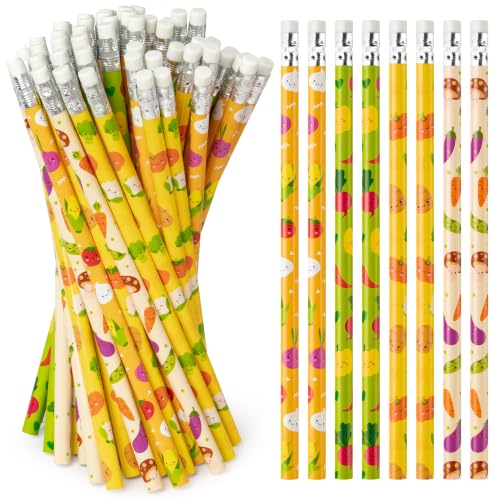 Xqumoi 60Pcs Vegetable Pencil with Erasers for Student Back to School Gift - style: Vegetable