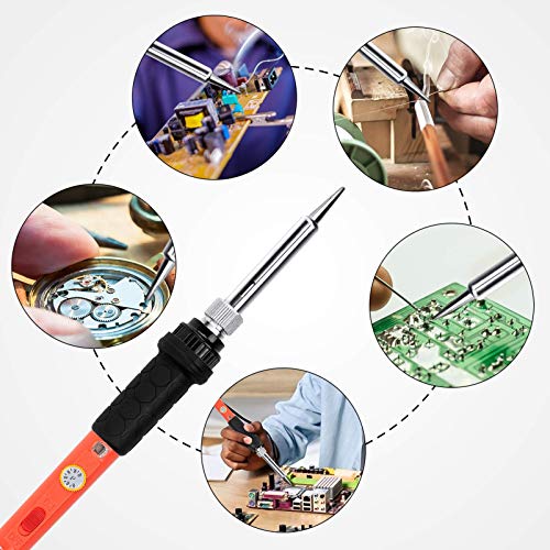 Soldering Iron Kit, 60W Soldering Iron with Ceramic Heater, 5-in-1 Adjustable Temperature Soldering Welding Iron Kit for any Hobby Enthusiast - color: 5-in-1