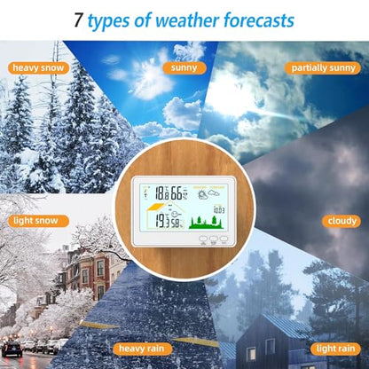 Indoor Outdoor Thermometer Hygrometer Wireless Weather Station with 30m-100m Range Remote Sensor, Weather Forecast, Air Pressure, Comfort Display, Backlight Use for Home, School, Greenhouse