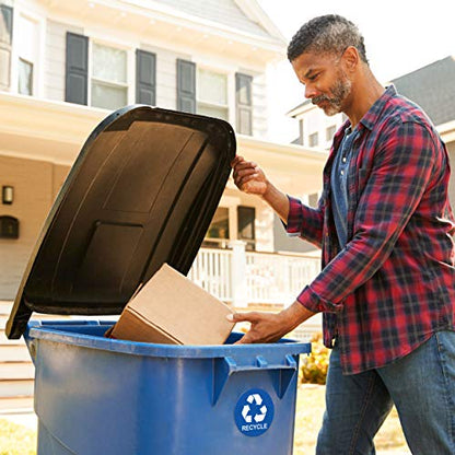 ASSURED SIGNS Recycle Stickers for Trash Bins - 2 Pack 5 Inch Round Labels - color: Blue