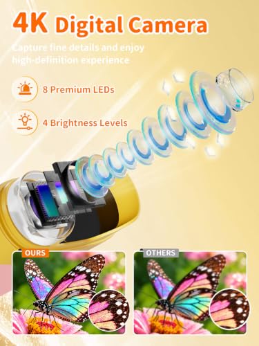 1000X Handheld Digital Microscope for Kids, 2.4" IPS Screen STEM Toys - color: Yellow