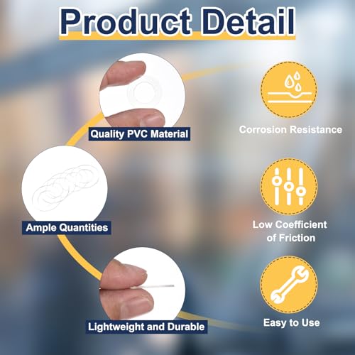 uxcell 120 Pcs M12 PVC Flat Washers 12mm ID 20mm OD 1mm Thick Plain Washer Grommets Plastic Sheet Gasket Fastener Sealing Spacer Gasket Ring Water Hose Washers, Clear - size: M12x20mmx1mm