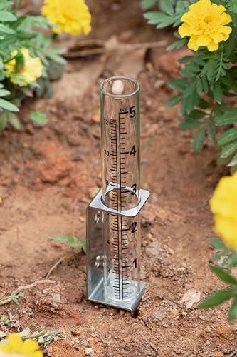 5" Capacity Rain Gauge with 2 in 1 Stainless Steel Rack Holder for Yards, Lawns, Pathway, Patio