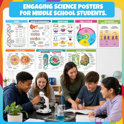 Sproutbrite 8 Pack 12”x16” Plant Cells & Human Body Science Posters & Chart