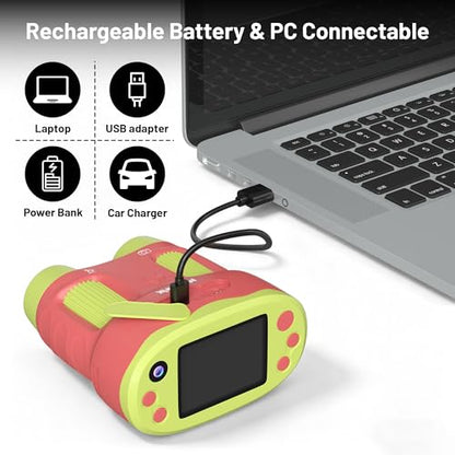 1000X Handheld Microscope for Kids 2.0" Screen 32GB Card Included - color: Red